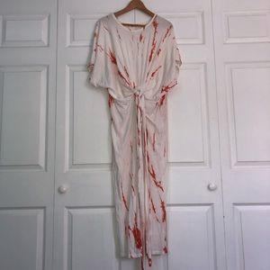 Zara Orange and White Tye-Die Maxi Dress